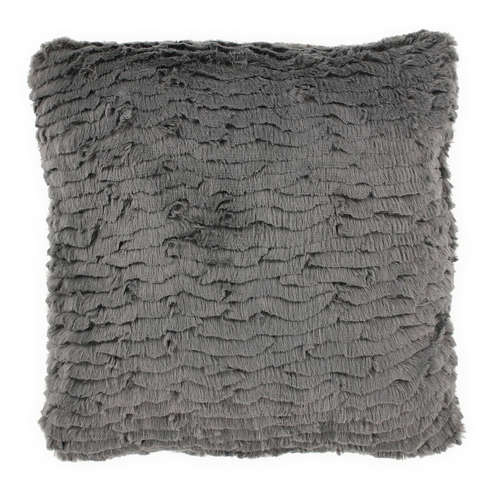 luxe collection textured faux fur pillow 16in