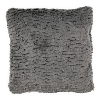 luxe collection textured faux fur pillow 16in