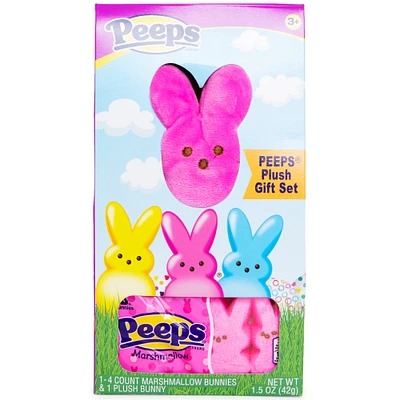 pink peeps® plush toy & marshmallow bunnies gift set