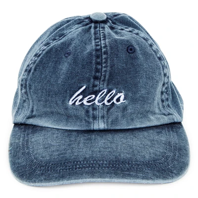 Juniors 'Hello' Washed Denim Baseball Cap