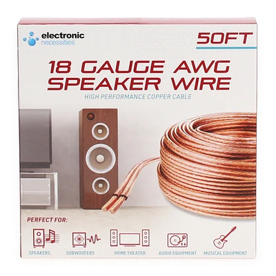 18-Gauge Awg Speaker Wire, 50ft