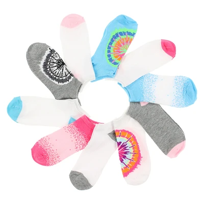 Ladies Low Cut Ankle Socks 10-Pack - Tie Dye Burst
