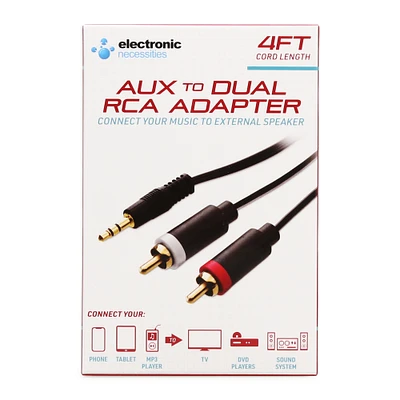 3.5Mm Aux To Dual Rca Adapter Audio Cable 4ft