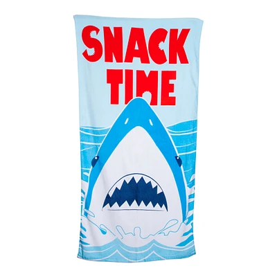 'snack time' shark beach towel 30in x 60in