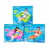 inflatable chair, pool lounger, float, chair with cup holders, lounge toy, raft, holder, supplies