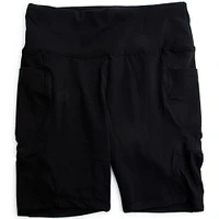 series-8 fitness™ black mesh biker shorts with pockets