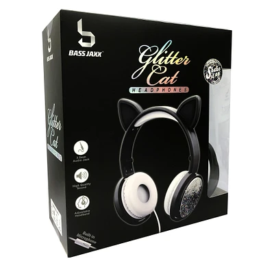 Glitter Cat Aux-in Headphones W/ Liquid & Mic
