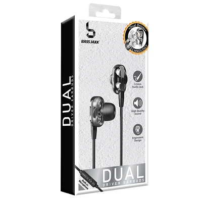 Dual Driver Wired Earbuds With Microphone