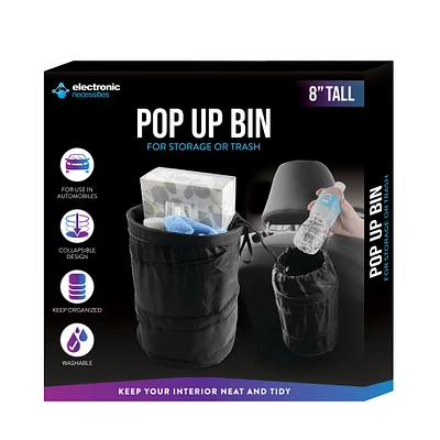 Pop-Up Bin For Car Storage Or Trash 8in