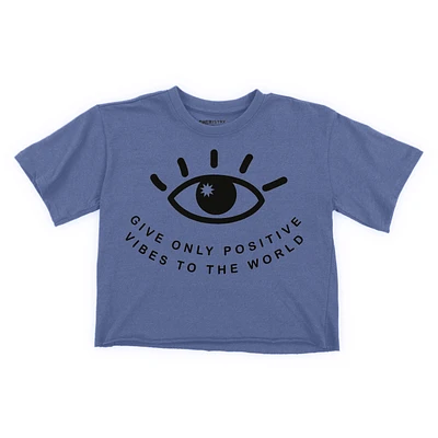 Juniors 'Positive Vibes' Cropped Graphic Tee