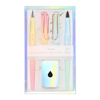 calligraphy fountain pen 2-pack with 4 ink cartridges