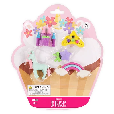 magical unicorn 3D erasers 5-count