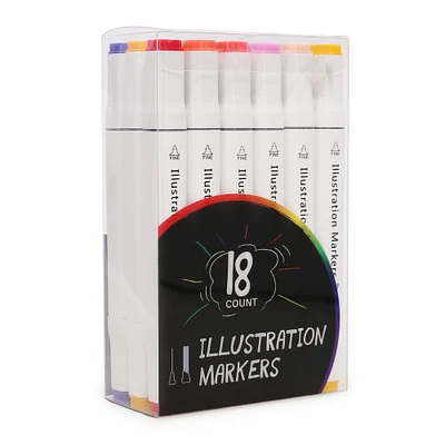 dual-tip illustration markers 18-count colors