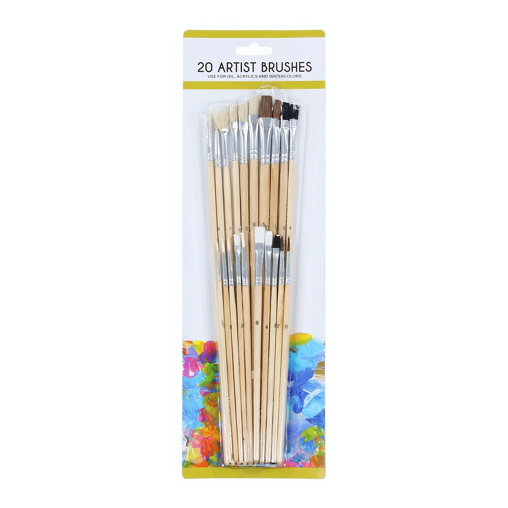 Assorted Artist Paint Brushes Set 20-Piece