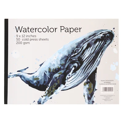 Artist Watercolor Paper Pad 9in X 12in