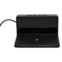 digital alarm clock with wireless charging pad 10w