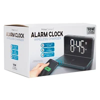 digital alarm clock with wireless charging pad 10w