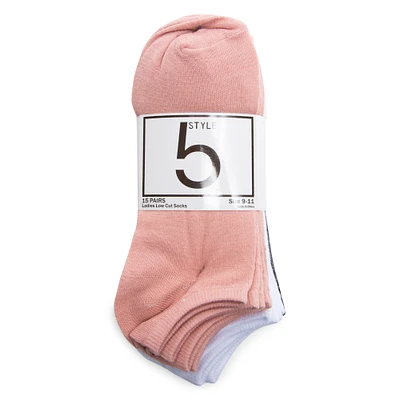 Ladies Ankle Socks 15-Pack, Assorted Colors