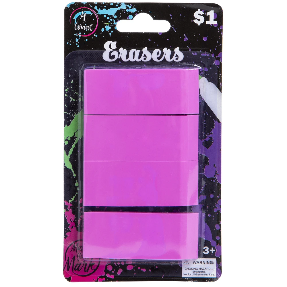 Pink Eraser 4-Pack