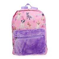 unicorn animal backpack w/ faux fur pocket