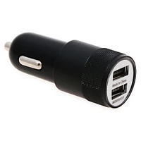 metallic dual usb car charger, 3.1 amp