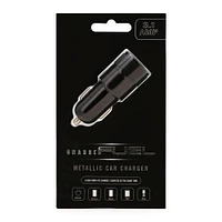 metallic dual usb car charger, 3.1 amp