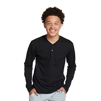 Young Men's Long Sleeve Henley Tee