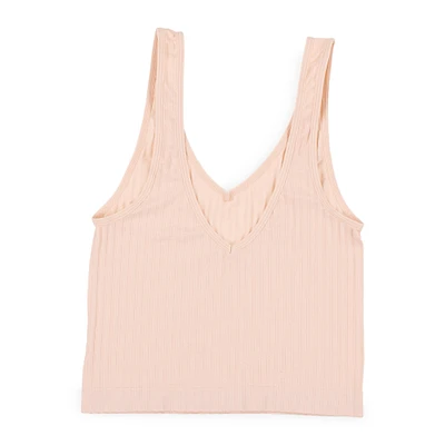 juniors seamless v-neck tank top - pink