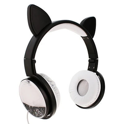 glitter cat shaky headphones with mic