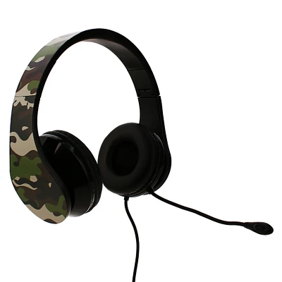 camo gaming headset w/ boom mic