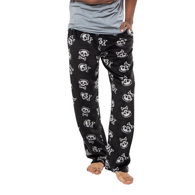 young men's plush lounge pants - skull