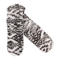 ladies printed sherpa fleece slipper socks