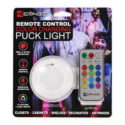 remote control color changing puck light