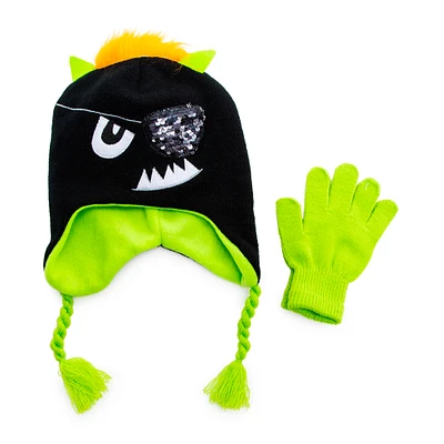 kid's monster winter hat & gloves set