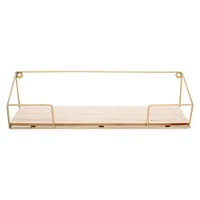 gold wire & wood wall shelf 15.75in