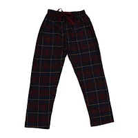 young men's burgundy plaid flannel lounge pants