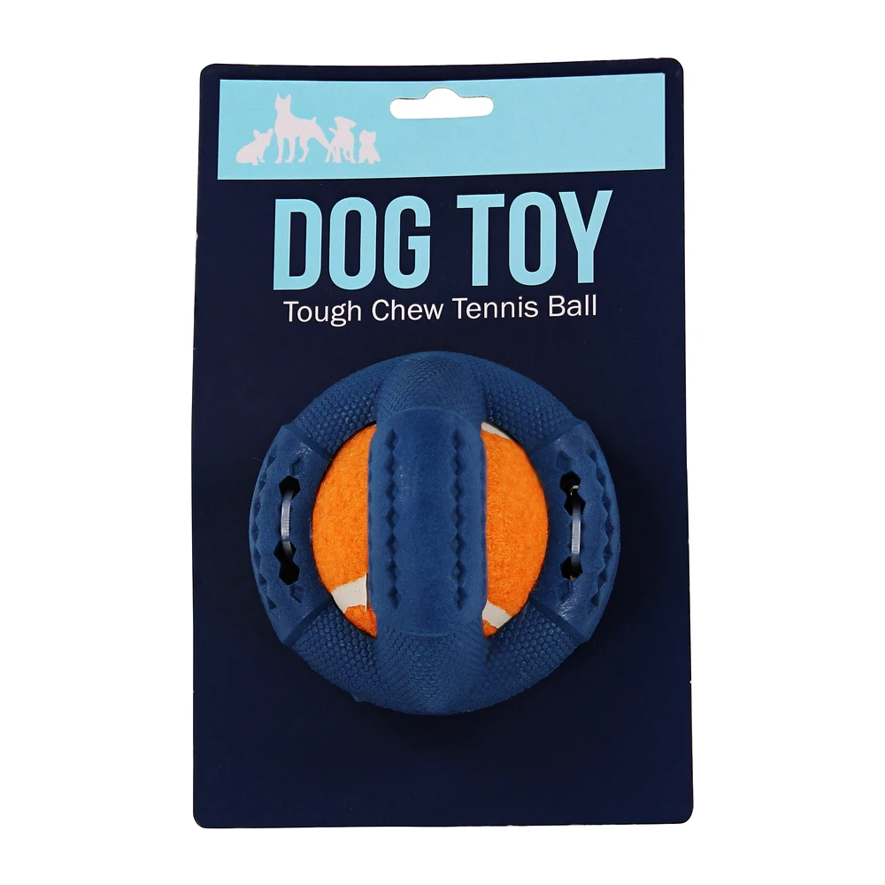 tough chew TPR wrapped tennis ball dog toy