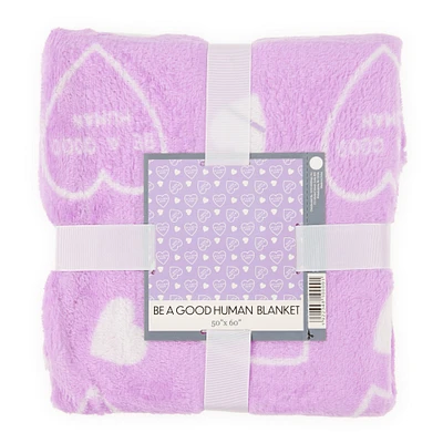 be a good human candy heart throw blanket
