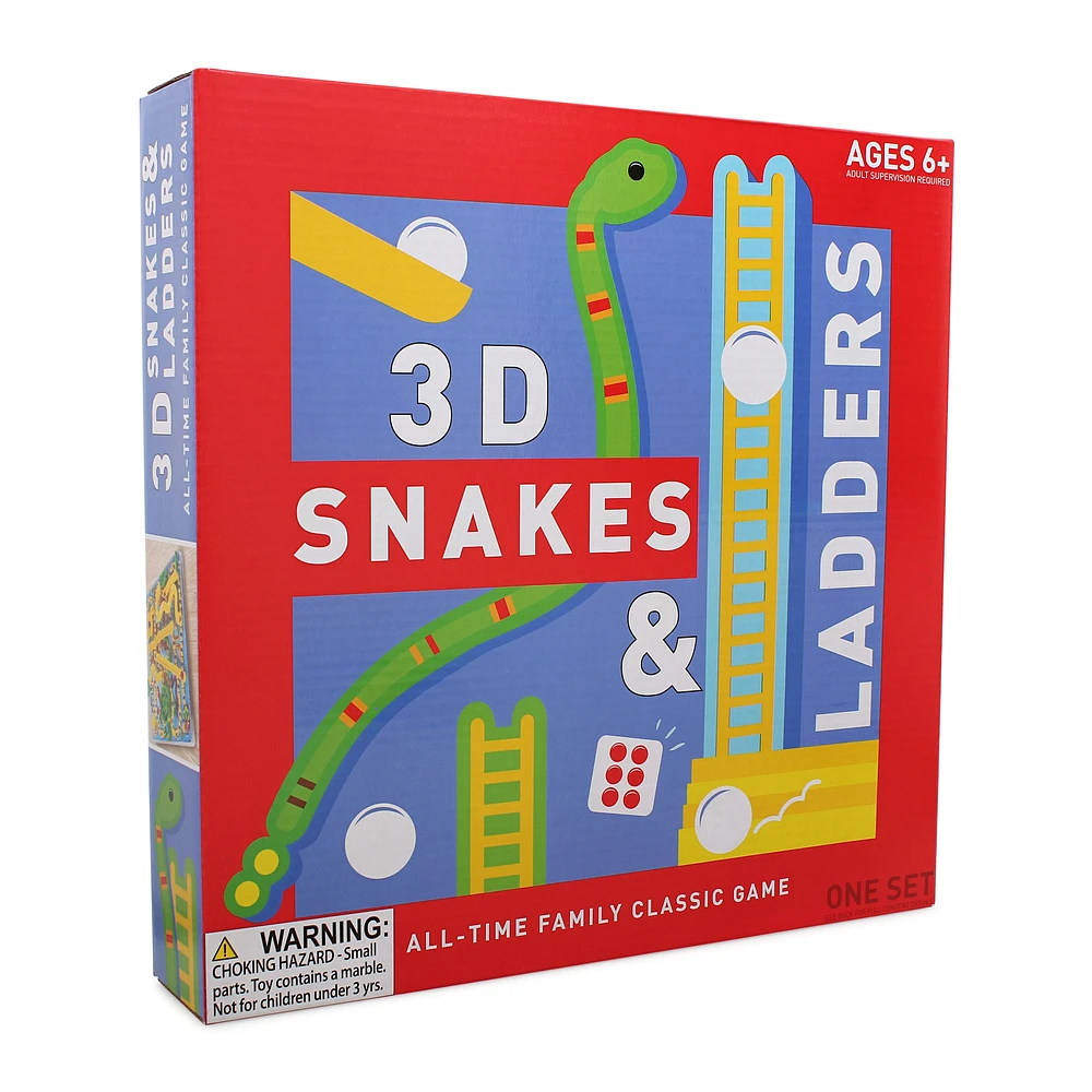 3D snakes & ladders classic family board game