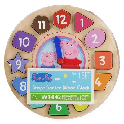 peppa pig™ shape sorter wood clock set