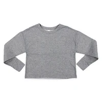 juniors heather gray cropped sweatshirt top