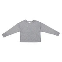 juniors heather gray cropped sweatshirt top