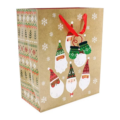 holiday large gift bag 10in x 12in - santas