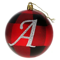 monogram plaid holiday ball ornament