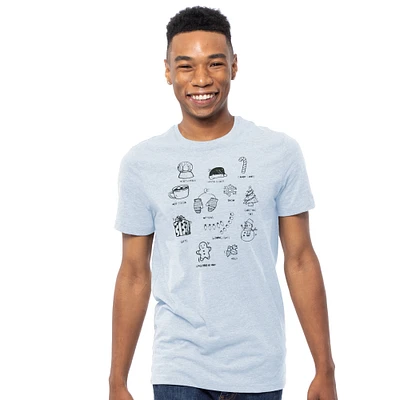 cartoon christmas icons graphic tee