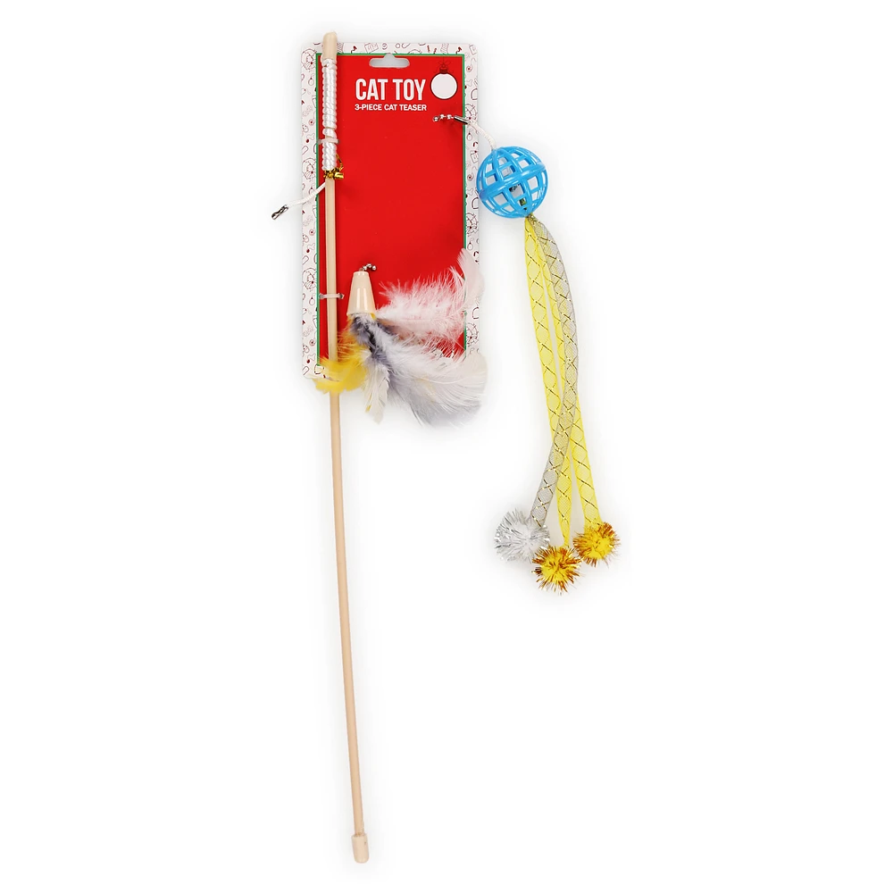 3-piece cat teaser toy wand