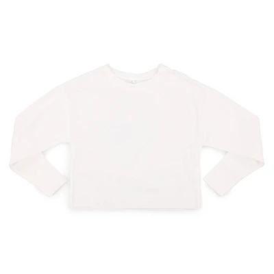 juniors white cropped sweatshirt top