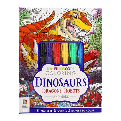 kaleidoscope coloring dinosaurs, dragons, robots coloring kit