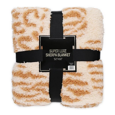 super luxe printed sherpa blanket 50in x 60in