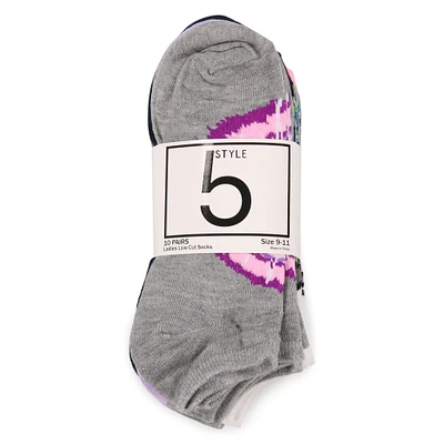 ladies low cut ankle socks 10-pack - tie dye